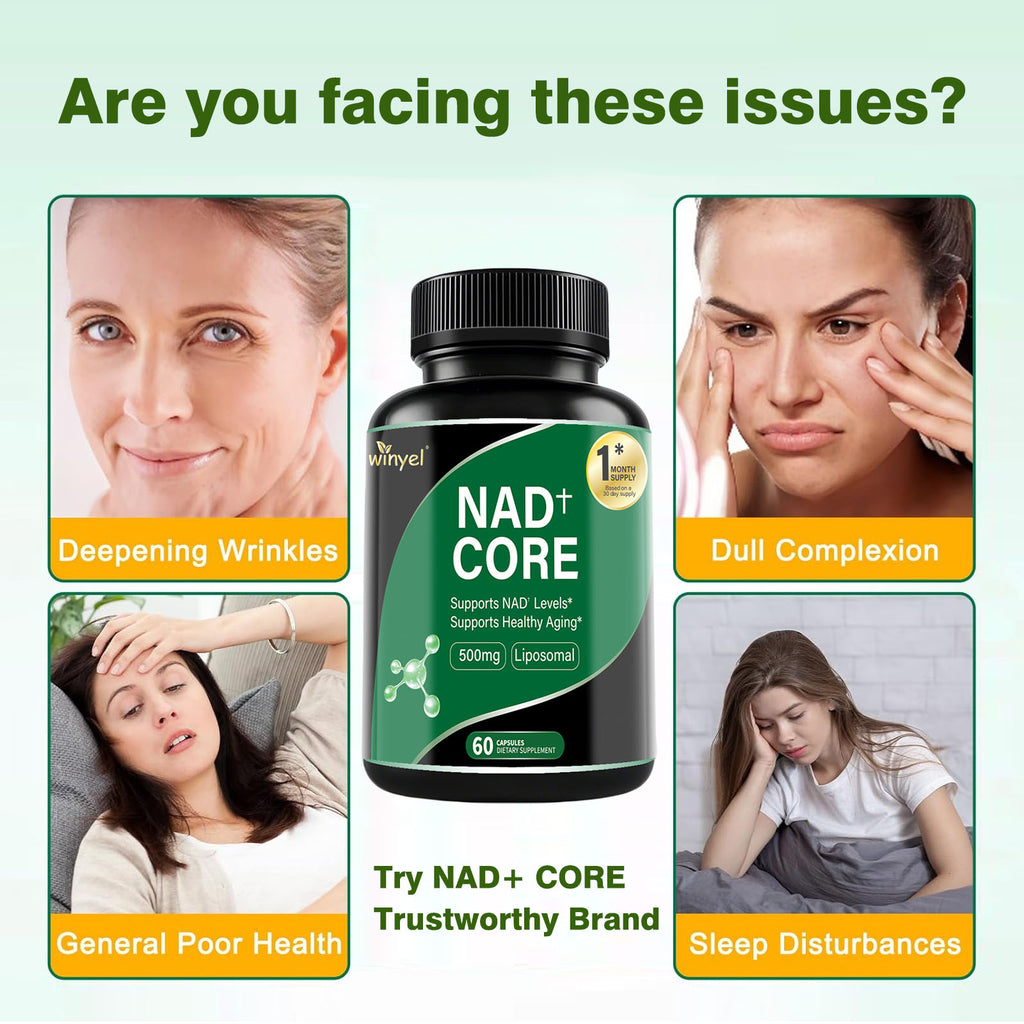 60 Capsules Of High-concentration Liposomal NAD Enhancer - Energy, Focus, And Healthy Aging, Containing Nicotinamide Riboside, Resveratrol, And Rutin - High-quality, High-purity Formula