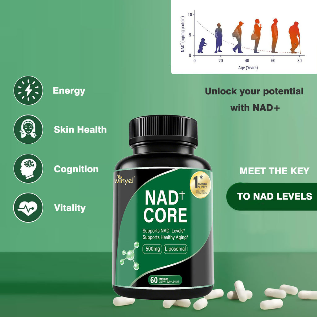 60 Capsules Of High-concentration Liposomal NAD Enhancer - Energy, Focus, And Healthy Aging, Containing Nicotinamide Riboside, Resveratrol, And Rutin - High-quality, High-purity Formula